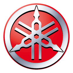 Yamaha logo, a silver emblem of three intersecting tuning forks on a red background. A symbol of Yamaha's history in musical instruments, now a brand known for motorcycles and motorcycle accessories in Pakistan at FancyBikes.pk.