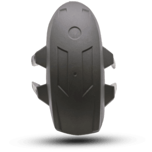 Black mudguard s1 with geometric design and mounting points, providing protection and style for your vehicle