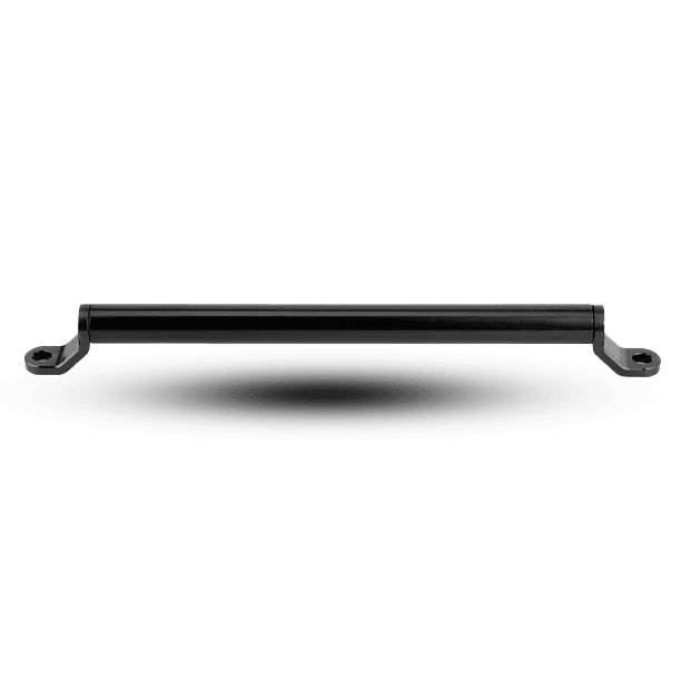 Black handle rod extension with mounting plates on each end, providing a sturdy grip and added leverage.
