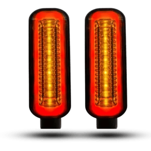 Universal Dual-Color LED Turn Signals – Red DRL & Amber Indicator with Strobe Effect for Honda, Yamaha & Suzuki