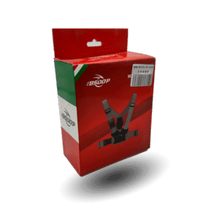 Box for a bsddp chest mount, featuring a harness image on the red and green packaging.