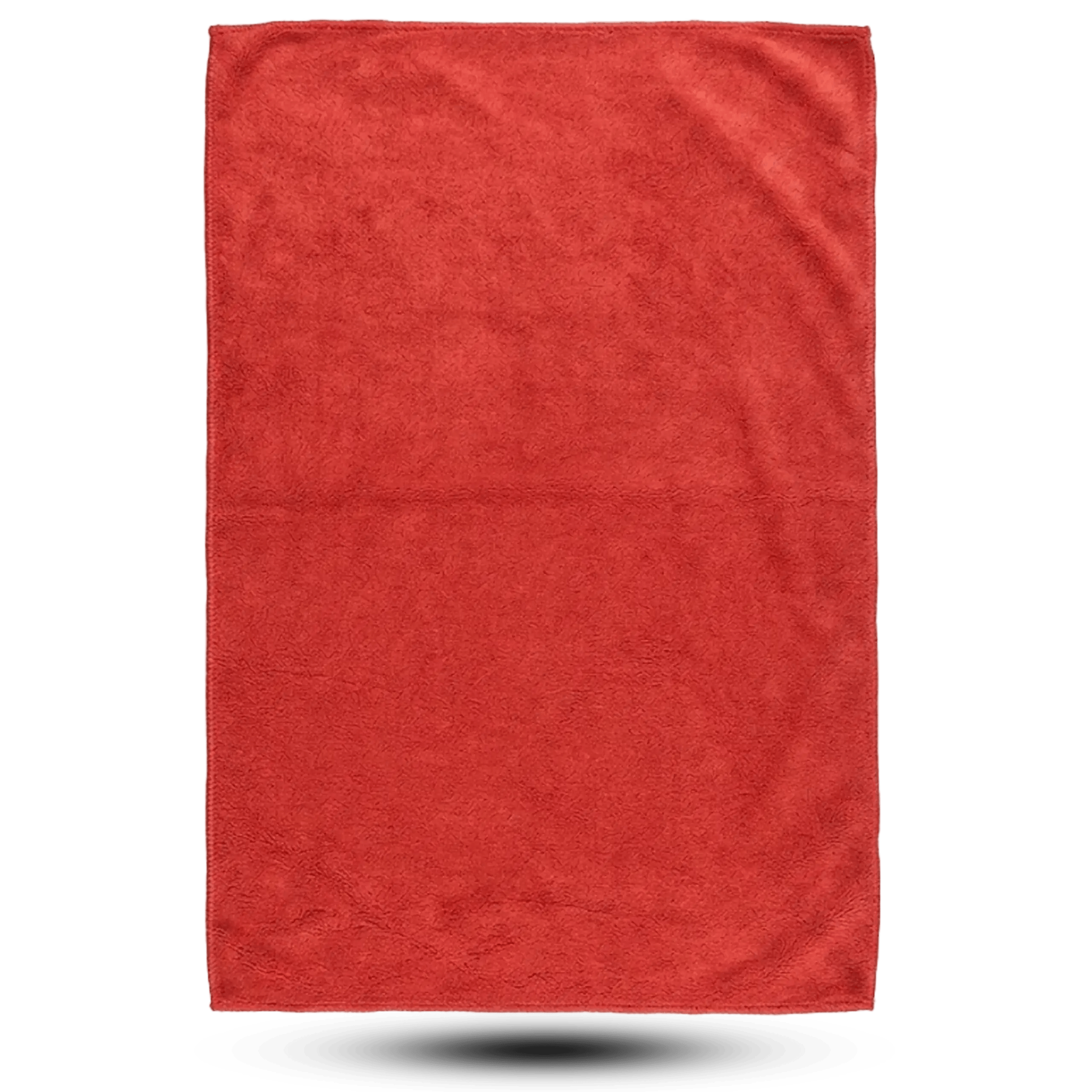 All-purpose red microfiber utility cloth flat-lay against a solid background.