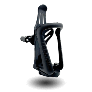 Black BSDDP bike water bottle holder with an adjustable clamp,