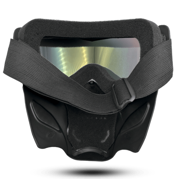 Detachable skull design riding mask with mirrored goggles for half-face helmets