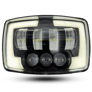 led panel ast: Rectangular LED light with clear casing, black backing, white LED border, central & lower LED clusters.