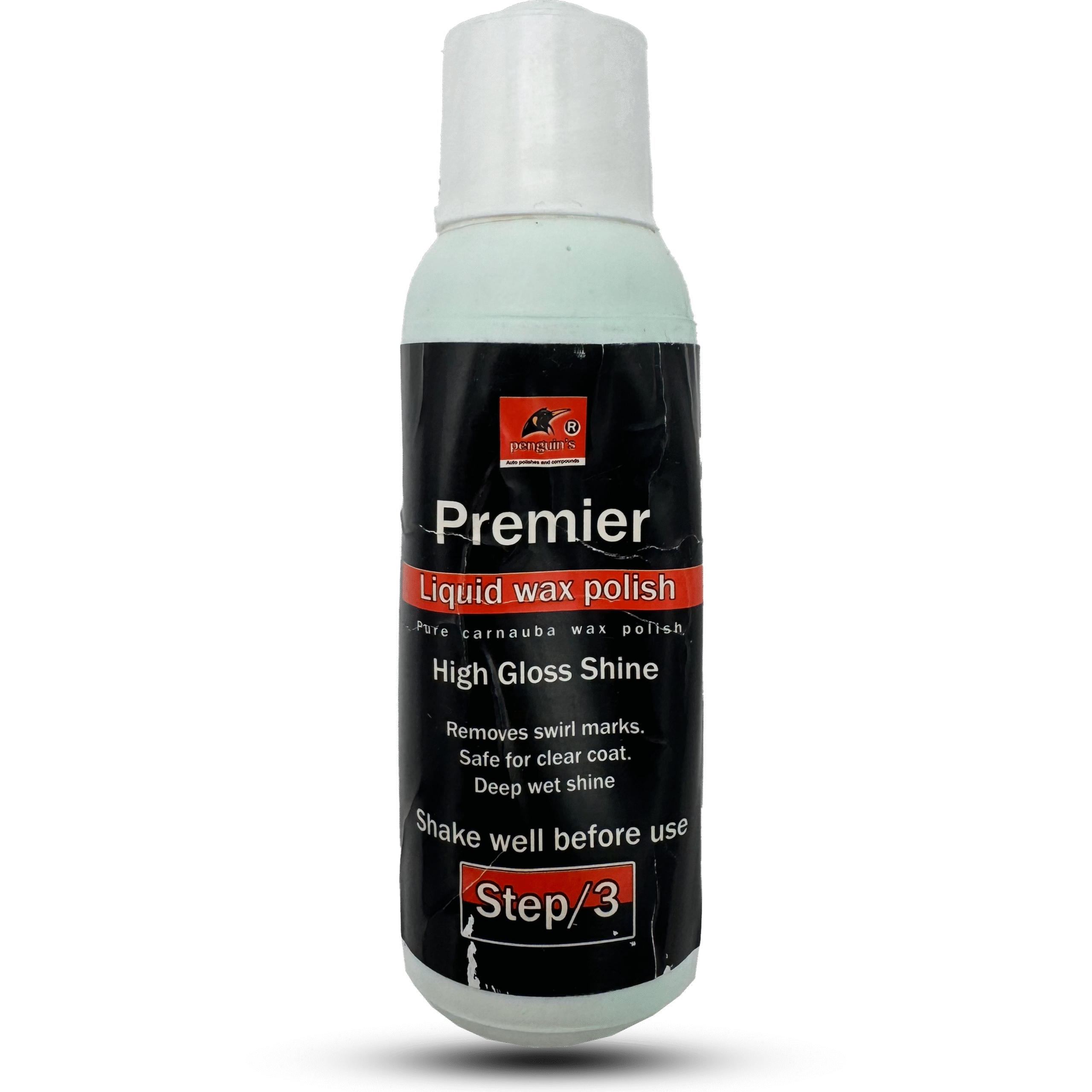 penguin's premier liquid wax polish: carnauba wax for high gloss shine, swirl removal, safe for clear coats. Step 3 in car care.