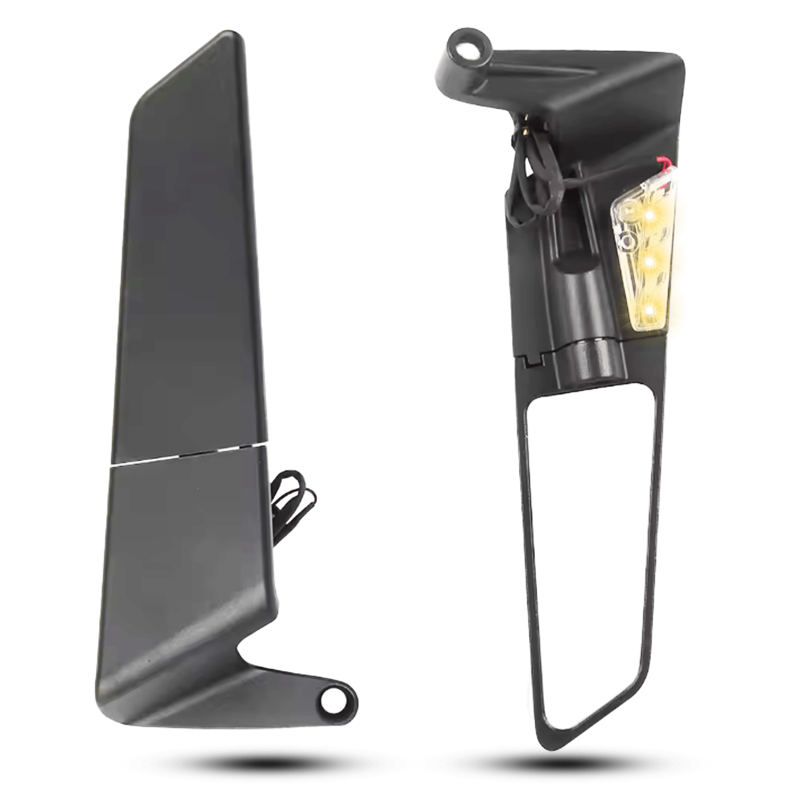 Stealth Winglet Motorcycle Rearview Mirrors with Amber LED Turn Signals