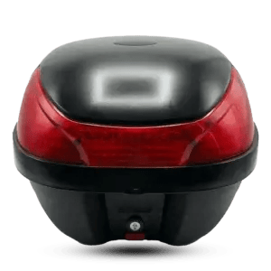 Sleek 29L Round Motorcycle Top Box with Aerodynamic Design and Secure Locking Mechanism