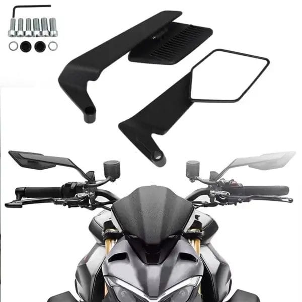 Compact Motorcycle Wind Deflector Mirrors