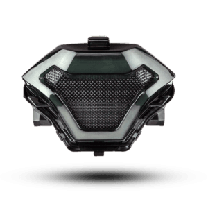 Diamond-shaped custom led tail light with dark lens, featuring a unique honeycomb pattern and sleek, modern design.