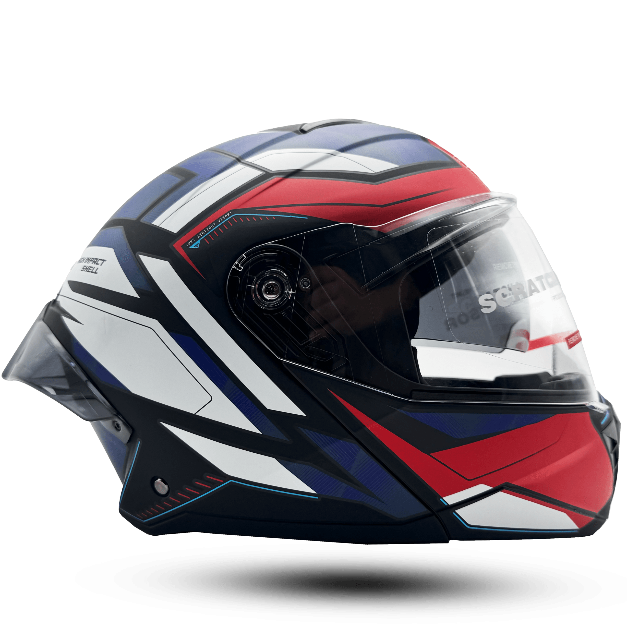 Buraak M-903 Modular Helmet - Red/White/Blue - Dual Visor