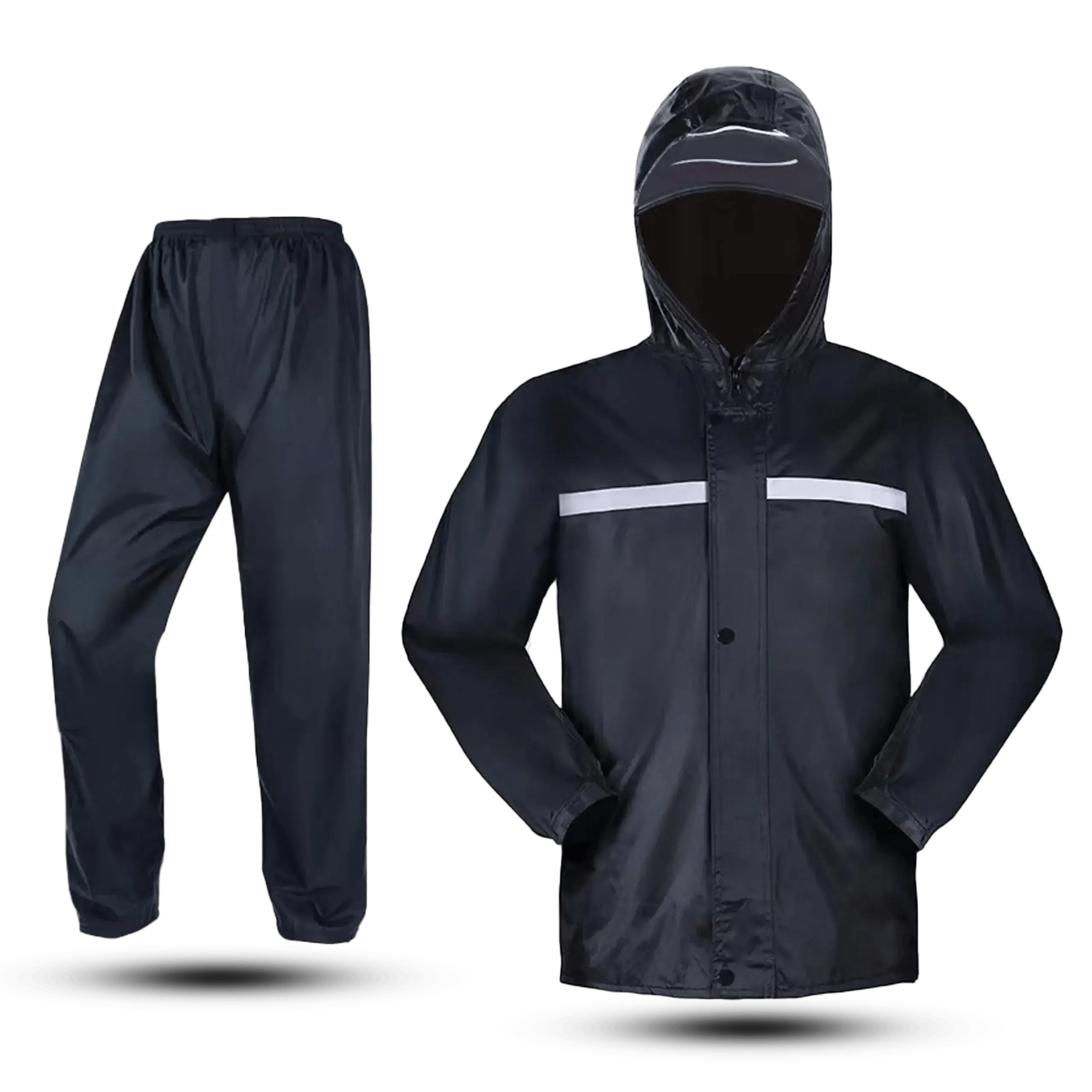 Men’s Waterproof Hooded Rain Gear – Reflective Windproof Raincoat and Trousers for Cycling, Hiking, and Outdoor Work