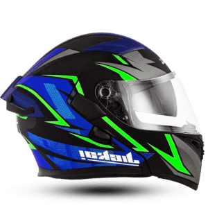 Neon Jaikai 902 Modular Motorcycle Helmet - Black, Blue & Green Graphic - Flip-Up, Ventilated