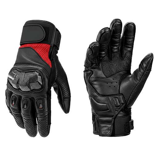 Premium Leather Motorcycle Riding Gloves with Carbon Fiber Knuckle Protection