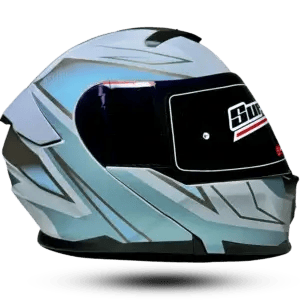 Super Air 912 Dual Visor Modular Flip-Up Helmet – Sleek Gray/Silver Graphics, DOT Approved, Size Extra Large (61-62cm)