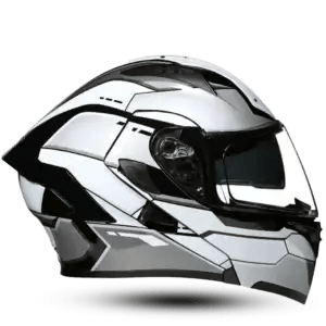 Orz Modular Flip-Up Helmet - White/Grey Robotic Graphic - Aerodynamic Touring Gear