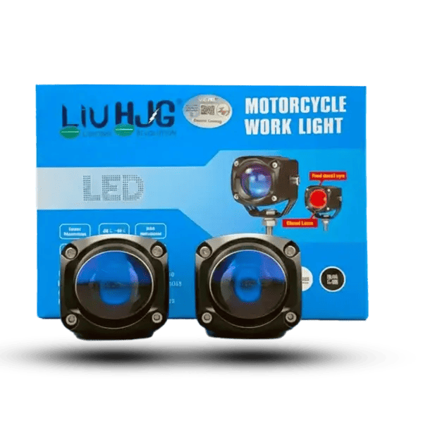 Liu HJG 30W Dual-Lens LED Motorcycle Work Light - Super Bright Fog Lamp with Red Devil Eye for All Motorcycles & Jeeps