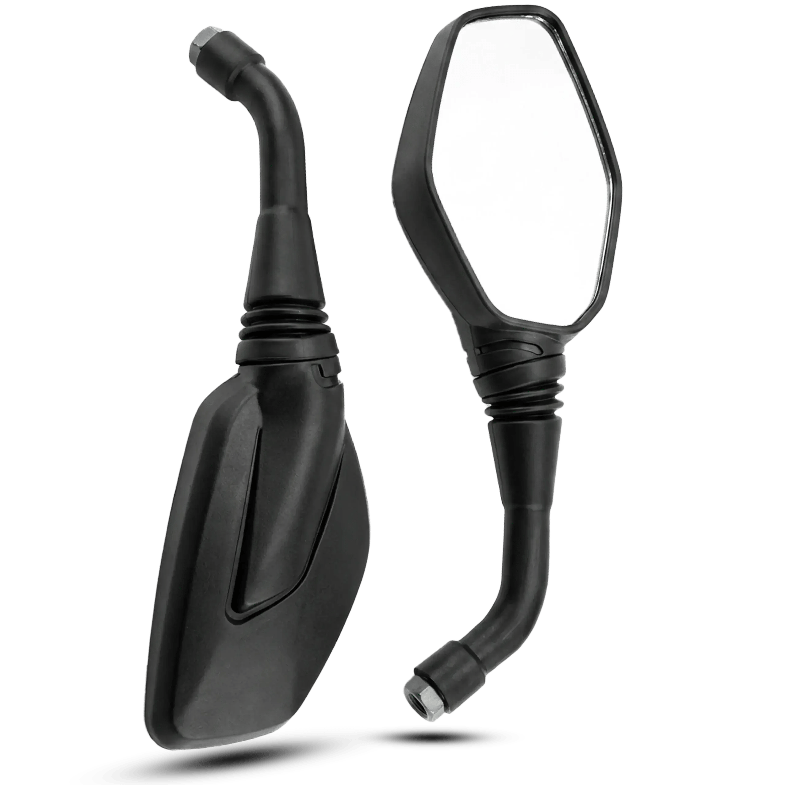 Sleek Black Motorcycle Mirrors (Pair) – Wide Angle 10mm Bolt-On Rear View Mirrors