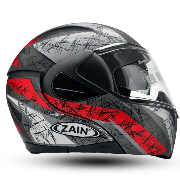 Zain Graphic Series Modular Motorcycle Helmet - Dual Visor Flip-Up Design with Scratch-Resistant Graphics - Size Large