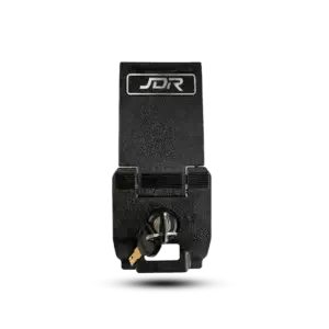 JDR motorcycle top box replacement lock assembly with two keys and a white QR code label.