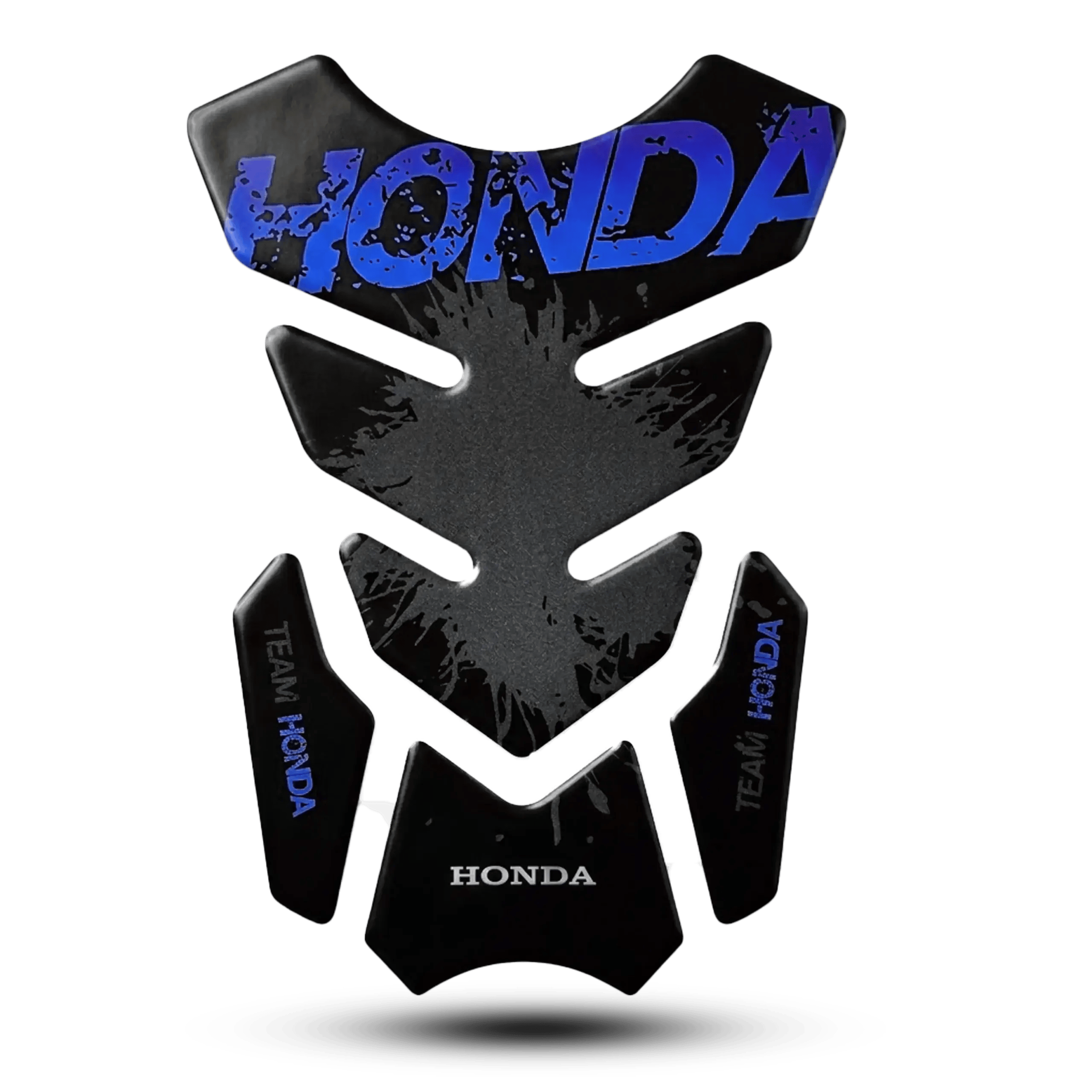 Premium electric blue 3D gel motorcycle tank protector with splash design for high-performance bikes.