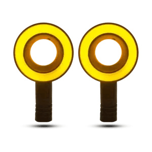 : Neo-Modern LED Motorcycle Indicators – Amber Halo Circular Blinker Set for Custom Bike Builds